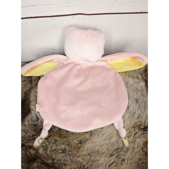 Bearington Wee Lil' Hoots Baby Pink Owl Lovey Yellow Round Knotted Plush 10in - Picture 2 of 7